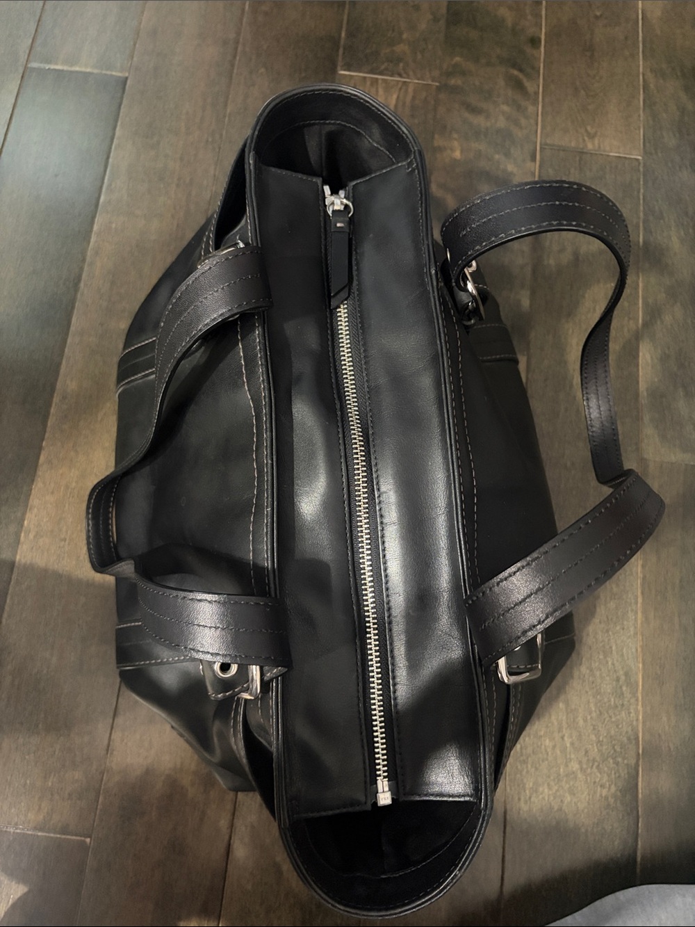 Coach Black Leather Tote Bag with Double Straps - Picture 3 of 6